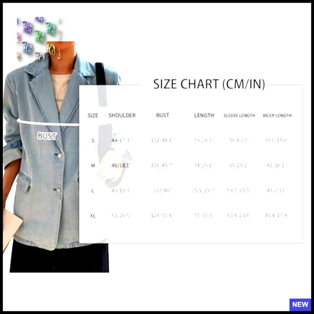 Oversized Denim Blazer Jacket Lightweight Distressed Open Front Chic